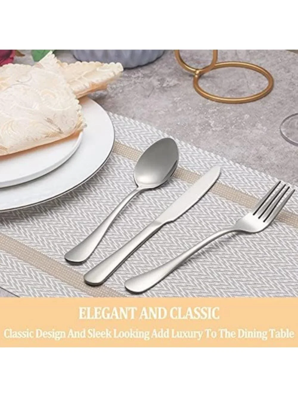 50-Piece Premium Stainless Steel Silverware Set for 10, Mirror Polished, Durable